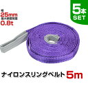 【クーポン最大2000円OFF】【5本セット】スリングベルト 5m 幅25mm 使用荷重800kg 玉掛け ナイロンスリング 0.8t 高品質 ベルトスリング ナイロンスリングベルト 繊維ベルト 吊ベルト 荷吊りベルト ロープ 牽引 クレーンロープ クレーンベルト 運搬 送料無料