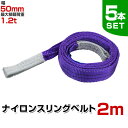 【期間限定クーポン配布中】【5本セット】スリングベルト 2m 幅50mm 使用荷重1200kg 玉掛け ナイロンスリング 1.2t 高品質 ベルトスリング ナイロンスリングベルト 繊維ベルト 吊ベルト 荷吊りベルト ロープ 牽引 クレーンロープ クレーンベルト 運搬 送料無料