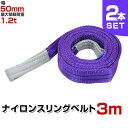 【最大400円OFFクーポン】【2本セット】スリングベルト 3m 幅50mm 使用荷重1200kg 玉掛け ナイロンスリング 1.2t 高品質 ベルトスリング ...