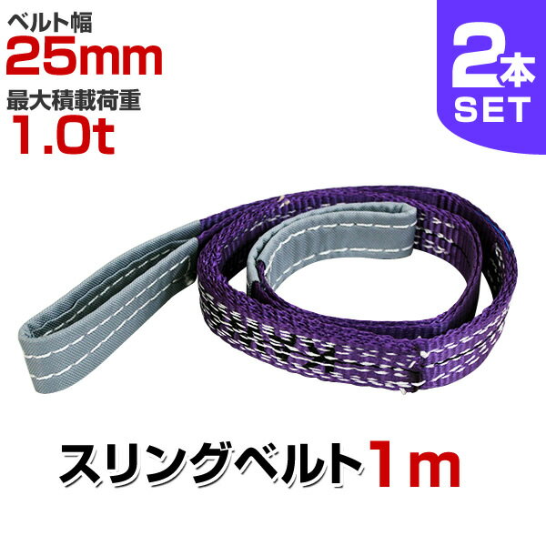 【クーポン最大2000円OFF】【2本セット】スリングベルト 1m 幅25mm 使用荷重1000kg 玉掛け ナイロンスリング 1t 高品質 ベルトスリング ナイロンスリングベルト 繊維ベルト 吊ベルト 荷吊りベルト ロープ 牽引 クレーンロープ クレーンベルト 運搬 送料無料