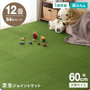 【本日限定クーポンで最大10%OFF】1級防音 芝生 ジョイントマット 大判 60cm 12畳 64枚 サイドパーツ付 プレイマット 人工芝 サッカー ゴルフ練習 アウトドア ジョイント マット 芝 室内 芝マット カーペット キッズマット フロアマット キッズ マット 床暖房対応 送料無料