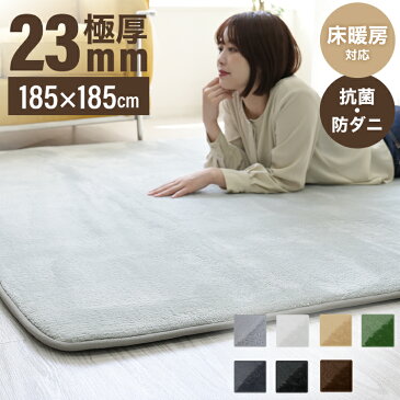 【キャッシュレス5%還元】【抗菌 防ダニ】ラグ ラグマット 北欧 低反発ラグ 滑り止め 185×185cm 2畳用 極厚23mm 防音マット ホットカーペット対応 マット ラグ 厚手 カーペット シャギーラグ モダン 低反発 おしゃれ 冬用 夏用 新生活 送料無料