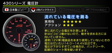 【送料無料】【キャッシュレス5％還元】精度誤差約±1％！ オートゲージ 電圧計 車 52mm 52Φ スモークレンズ 追加メーター 後付け Autogauge 日本製モーター 2色バックライト ワーニング機能 430シリーズ