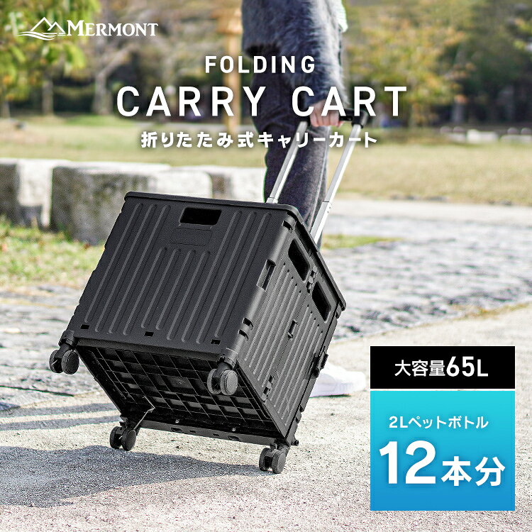 【本日6%OFFクーポン】キャリーカート 折りたたみ 軽量 65L 大容量 フタ付 アウトドアワゴン ショッピングカート 折りたたみキャリーカート 4輪 キャリー カート 台車 灯油 キャンプ アウトドア レジャー スポーツ 荷台 コロコロ 荷物運び コンパクト 買い物 weiwei-10023914 GARAGE COLLECTION サンプル画像2