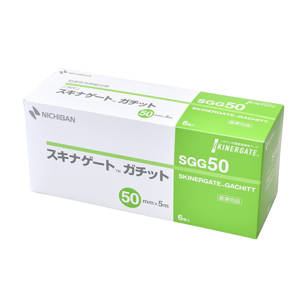 【特長】 ●しっかり固定と低刺激を両立した粘着性布伸縮包帯です。 ●オイル成分配合の粘着剤採用により低刺激性と固定性を両立。 ●ドレーンチューブや膀胱留置カテーテルの固定、圧迫止血に。 【仕様】 ●品番：SGG50 ●サイズ：50mm×5m ●入数：6巻 ●日本製 メーカー：ニチバン(株) 広告文責：(株)メディカルセンス 0166-36-8787