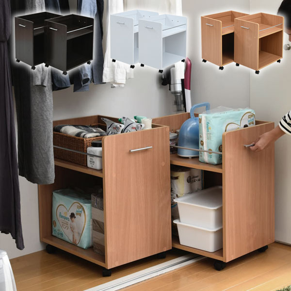 クローゼット 収納ラック 2個組 幅38.5cm キャスター付 ワゴン 押入れ収納 隙間ラック キャビネット ス..