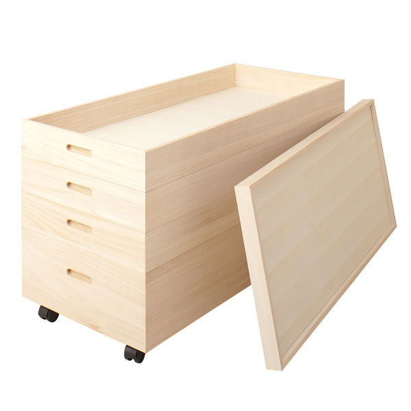 桐衣装箱 4段 高さ55cm（キャスター付き）HI-0035