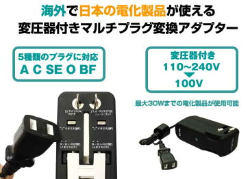 海外 変圧器 電源プラグ 変換プラグ 変換アダプタ 楽ぷら RX-30 海外旅行用 変圧器機能【送料無料】