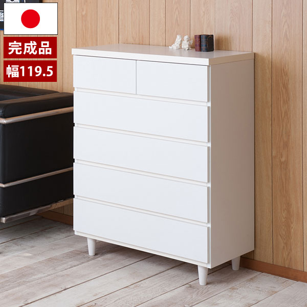 樂天商城 - チェスト タンス 完成品 箪笥 幅80cm 5段 6杯 日本製 脚付 ホワイト ハイタイプ スライドレール付 おしゃれ シンプル SA-0022
