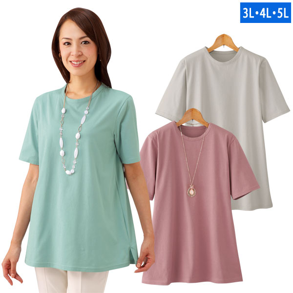 強撚綿100％Tシャツ 同サイズ3色組 3L・4L・5L 汗に負けない 耐水性 吸湿性 速乾性 レデ