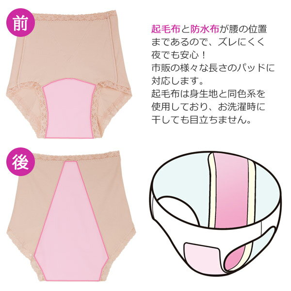 尿漏れパッド対応ショーツ 4色組 夜も安心 レディース インナー 下着 ケアパッドがずれない安心設計 市販パッド対応 3L・4L DN-0316