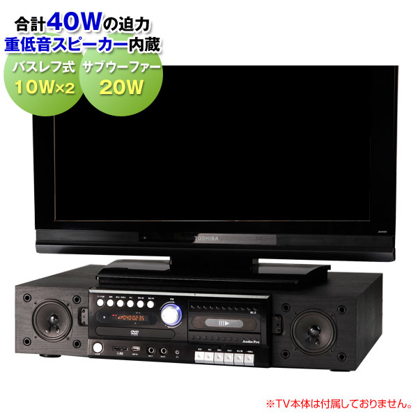 テレビ台 DVD内蔵 スピーカー DVDカラオケ サブウーファー ホームシアター カセット USB SD 録音 DVD-005KT【送料無料】