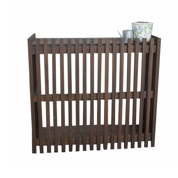 エアコン室外機カバー エアコンカバー 幅87.5cm 木製 縦ストライプ ダークブラウン MAC-875LIGHT