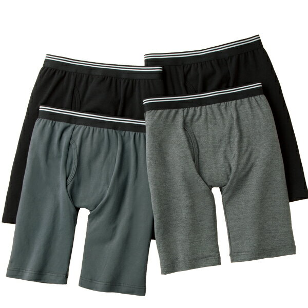 腰あて付あったかロングボクサー 同サイズ4枚組 秋冬春 メンズ 40代 50代 60代 433449