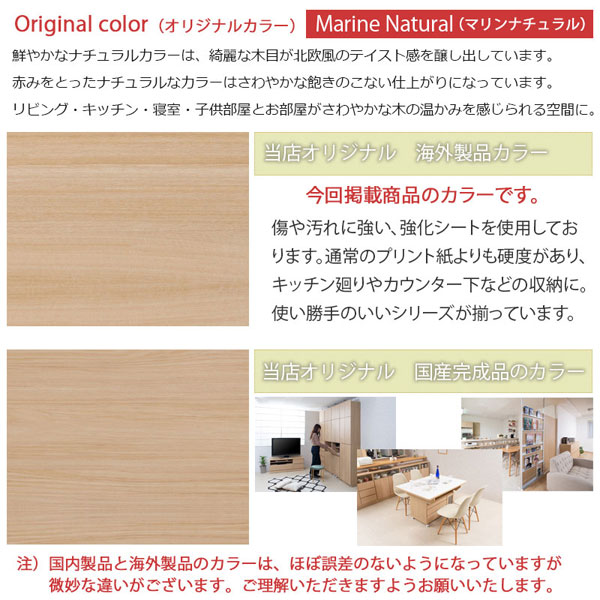 カウンター下収納 扉タイプ 幅60cm MARINE マリンシリーズ 巾木よけ加工 リビング...