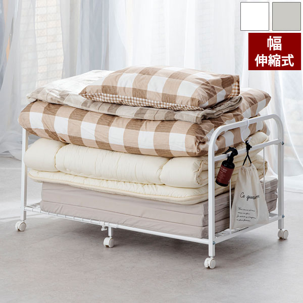 樂天商城 - 伸縮式布団収納ラック ふとん保管 キャスター付 耐荷重約20kg SYM-640-SH