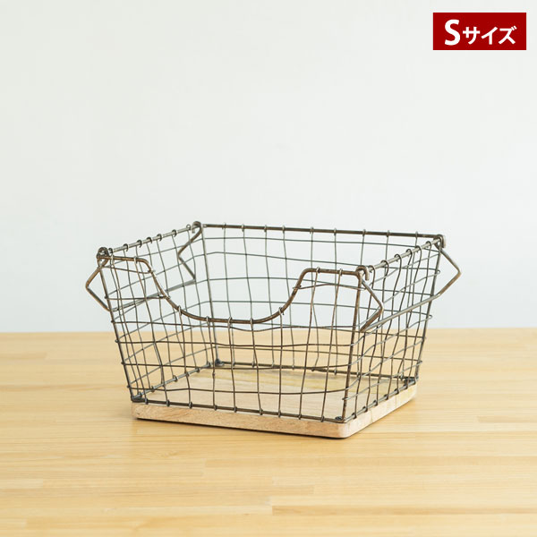 樂天商城 - スタッカブルバスケット Sサイズ 底板ウッド コンパクト収納カゴ ハンドメイド ienowa 201200659-LI