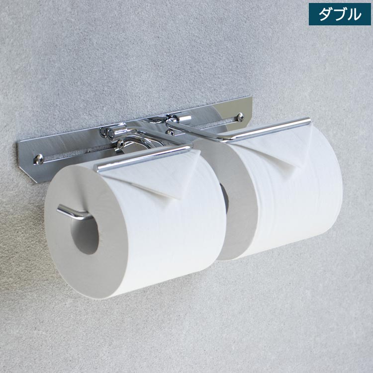 樂天商城 - トイレットペーパーホルダー ダブル Thea シア ステンレス 完成品 錆びにくい モダン シンプル DIY 取付簡単 アンカー付属 PH-043 MOJYU
