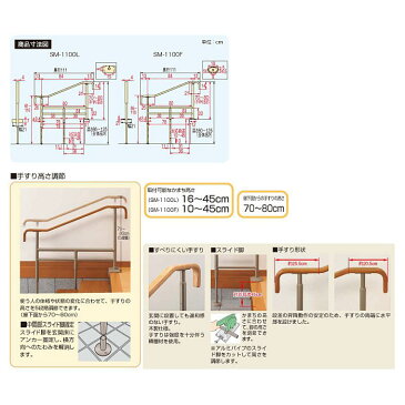 【安寿アロン化成】上がりかまち用手すり SM-1100F / 531-078【定番在庫】即日・翌日配送可【介護用品】住宅建材/リフォーム資材/バリアフリー/DIY/介護用住宅改修/屋内/段差解消/玄関/勝手口/昇降【通販】