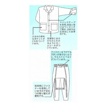 【ハートフルウェアフジイ】室内着　ハートフル前開きファスナーパジャマセット　男女兼用 / HP15-100【定番在庫】即日・翌日配送可【介護用品】ワンタッチ/寝間着/マジックテープ式/入院/術後【通販】