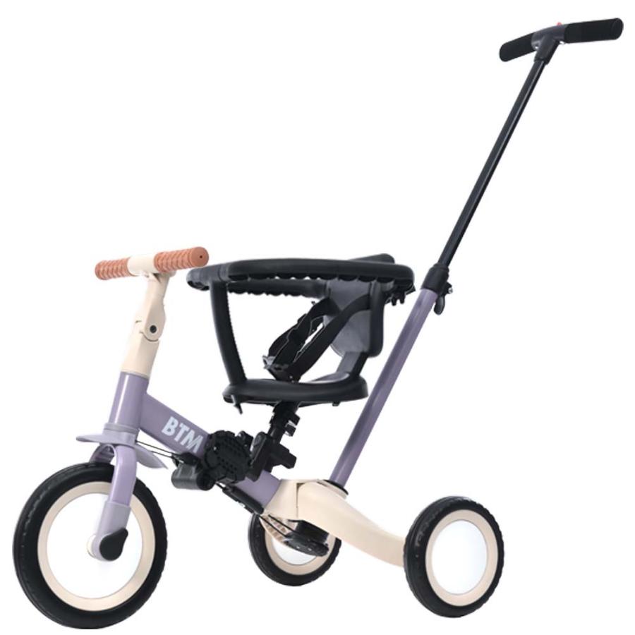 子供用三輪車 4in1 (パープル ) 自転車 オリジナル 押し棒付き 安全バー付き キックボード