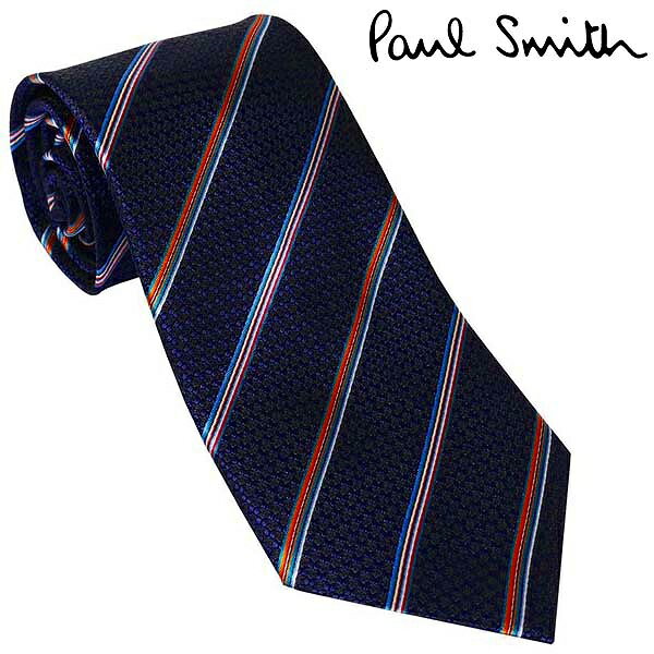 PAUL SMITH ポールスミス ネクタイ シルク 100% M1A-0TIE-JT281-47 NAVY ネイビー 紺色 ストライプ 柄 ポール・スミス 人気 ブランド ポールスミスネクタイ ポール・スミスネクタイ おしゃれ おすすめ 就職祝い 男性 父の日 ギフト 誕生日 プレゼント