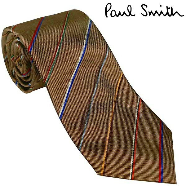 PAUL SMITH ポールスミス ネクタイ シルク 100% M1A-0TIE-J41189-68 ブラウン 茶 系 ストライプ ポール・スミス 人気 ブランド ポールスミスネクタイ ポール・スミスネクタイ おしゃれ おすすめ 就職祝い 男性 父の日 ギフト 誕生日 プレゼント