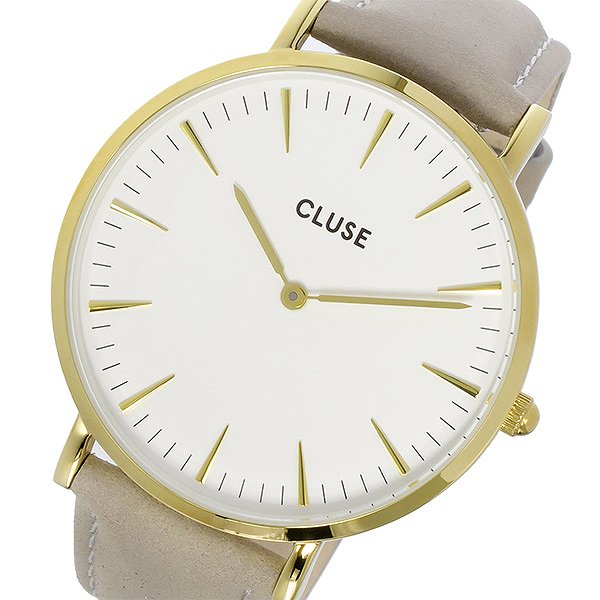 クルース CLUSE ラ・ボエーム レザーベルト 38mm レディース 腕時計 CL18414 ホワイト/グレー 人気 ブランド 時計 シンプル スマート クルース腕時計 おしゃれ クルース時計 CLUSE腕時計 CLUSE時計 女性用 ギフト クリスマス プレゼント