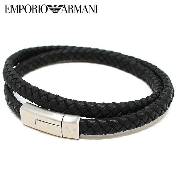 EMPORIO ARMANI エンポリオ アルマーニ ブレスレット メンズ ブランド 2重 巻き EGS2176040 シルバー ブラック レザー ステンレス 人気 エンポリオ アルマーニ アルマーニブレスレット おしゃれ アクセサリー 男性 誕生日 ギフト クリスマス プレゼント