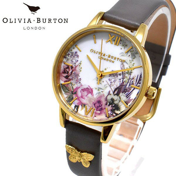 オリビアバートン 腕時計 OLIVIA BURTON オリビアバートン 腕時計 レディースOB16EG109 ホワイト グレー 革ベルト 花柄 フラワー 人気 ブランド 時計 オリビアバートン腕時計 かわいい オリビアバートン時計 可愛い おしゃれ 女性 誕生日 ギフト クリスマス プレゼント