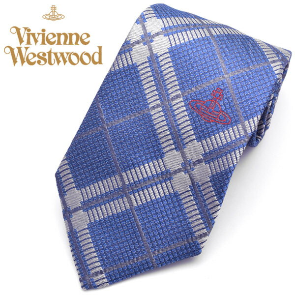 Vivienne Westwood ヴィヴィアン ウエストウッド ネクタイ チェック柄 シルク 100% S81050004 W00C4 K410 NAVYBLUE ネイビー ブルー 人気 ブランド ヴィヴィアン ウエストウッド ビビアン おしゃれ おすすめ 彼氏 夫 男性 誕生日 就職祝い 父の日 ギフト プレゼント