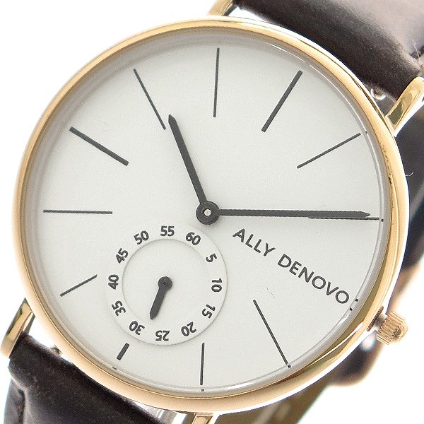 アリーデノヴォ 腕時計 レディース ALLY DENOVO 36mm AF5001-6 HERITAGE SMALL ホワイト ダークブラウン 人気 ブランド アリーデノヴォ腕時計 アリーデノヴォ時計 おしゃれ 可愛い アリー デノヴォ 時計 女性 ギフト プレゼント その1