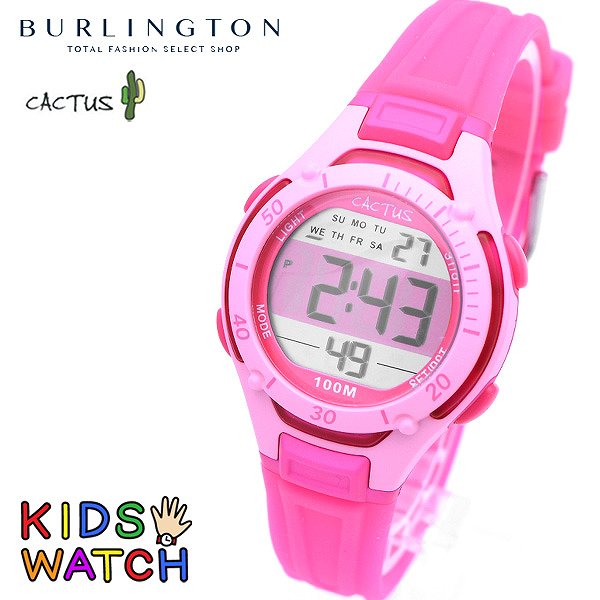 送料無料 CACTUS カクタス 腕時計 キッズ Kid's Watch デジタル キッズウォッチ CAC-82-M55 デジタル 時計 10気圧 防水 ピンク 人気 ブランド カクタス腕時計 カクタス時計 女の子 子供 こども 子供用 入学祝い 小学生 誕生日 ギフト プレゼント