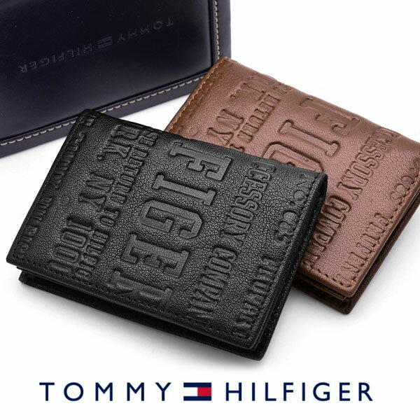 トミー ヒルフィガー 名刺入れ メンズ TOMMY HILFIGER カードケース 31TL20X041 ブラック ブラウン 黒 茶 ロゴ型押し エンボス カード入れ トミーヒルフィガー 人気 ブランド おしゃれ おすすめ 男性 彼氏 夫 誕生日 父の日 記念日 ギフト プレゼント