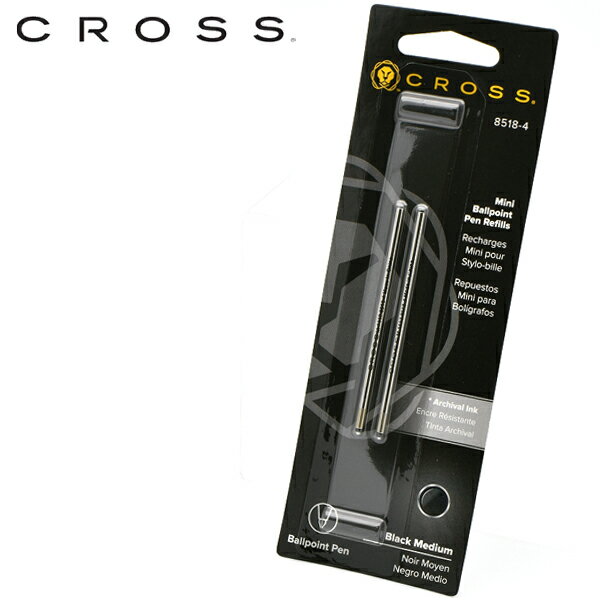 CROSS クロス ボールペン用 リフィル （ 替芯 ・ インク ） 8518-4 ブラック M（中字） 替え芯 インク替え ボールペン 用 クロスコンパクト テックスリー オートクロス （オートクロス） アクセサリーペン クロスドライバー マイクロペン用替芯（2本入り）