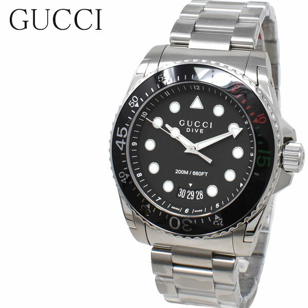 GUCCI グッチ 腕時計 メンズ DIVE ダイヴ ブラック シルバー YA136208 200m防水 人気 高級 ブランド 時計 GUCCI腕時計 グッチ腕時計 GU..