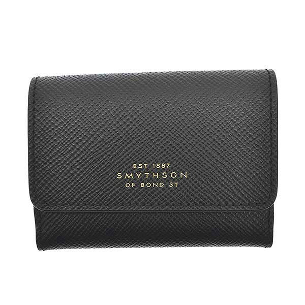 スマイソン 財布（メンズ） SMYTHSON スマイソン ミニ財布 レディース メンズ コインケース 三つ折り ブラック 黒 1029609 レザー 本革 牛革 人気 高級 ブランド 3つ折り SMYTHSON財布 スマイソン財布 オシャレ シンプル おしゃれ おすすめ 男性 女性 誕生日 ギフト クリスマス プレゼント