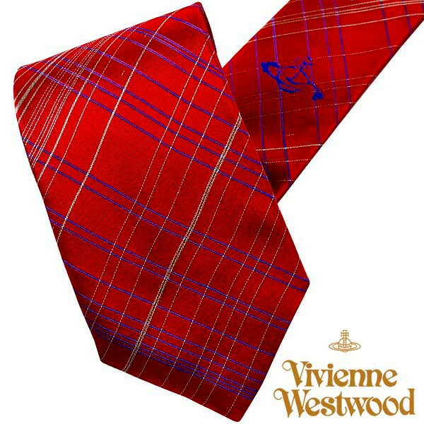 ヴィヴィアンウエストウッド ネクタイ シルク オーブ Vivienne Westwood 11549 H201 レッド 赤 チェック柄 人気 ブランド ヴィヴィアンネクタイ ビビアン ヴィヴィアン おしゃれ 父 彼氏 男性 就職祝い 誕生日 ギフト クリスマス プレゼント