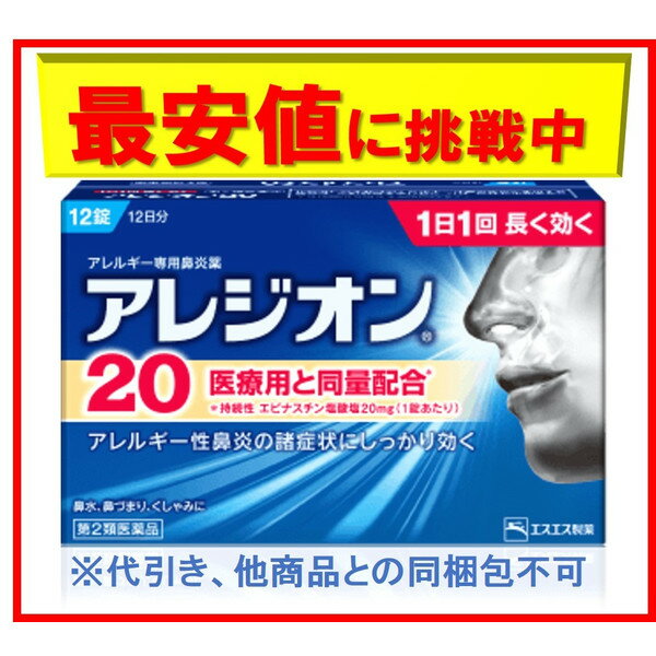 アレジオン20 12錠 定形外郵便 送料無料 アレルギー 鼻水 鼻づまり 花粉 【第2類医薬品】