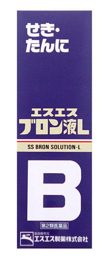 お買い上げいただける個数は1個までです リニューアルに伴いパッケージ・内容等予告なく変更する場合がございます。予めご了承ください。 名　称 エスエスブロン液L 内容量 120ml 特　徴 エスエスブロン液Lは、せきをしずめる成分、たんの排出をうながす成分などを配合した、せき・たんによく効く、のみやすいシロップ剤です。 効　能 効　果 せき、たん 用法・用量 次の1回量を、添付の目盛付コップではかり、いずれも1日3回食後に服用します。なお、場合により4時間毎に1日6回まで服用することができます。 ○成人（15才以上）・・・1回量5mL ○11才〜14才・・・1回量3.3mL ○8才〜10才・・・1回量2.5mL ○8才未満・・・服用しないこと ※目盛付コップは、使用のつどよく水洗いして、本剤とともに清潔に保管してください。 ＜用法・用量に関連する注意＞ (1)用法・用量を厳守してください。 (2)小児に服用させる場合には、保護者の指導監督のもとに服用させてください。 成分 30mL中 デキストロメトルファン臭化水素酸塩水和物・・・60mg （延髄にあるせきのコントロール中枢に作用し、せきの発生をおさえます。） グアイフェネシン・・・170mg （気道粘膜の分泌機能をたかめ、たんをうすめて排出をうながします。） クロルフェニラミンマレイン酸塩・・・12mg （アレルギー性のせきをしずめます。） 無水カフェイン・・・62mg （他の成分の働きをたすけます。） 添加物として、果糖ブドウ糖液糖、アルコール、プロピレングリコール、塩化Na、クエン酸、安息香酸Na、、パラベン、エチルバニリン、カラメル、バニリン、L-メントール、香料を含有します。 区　分 第2類医薬品 ご注意 ＜してはいけないこと＞ （守らないと現在の症状が悪化したり、副作用・事故が起こりやすくなります。） 1.次の人は服用しないでください 本剤によるアレルギー症状を起こしたことがある人。 2.本剤を服用している間は、次のいずれの医薬品も服用しないでください 他の鎮咳去痰薬、かぜ薬、抗ヒスタミン剤を含有する内服薬（鼻炎用内服薬、乗物酔い薬、アレルギー用薬）、鎮静薬 3.服用後、乗物又は機械類の運転操作をしないでください（眠気があらわれることがあります。） ＜相談すること＞ 1.次の人は服用前に医師、薬剤師又は登録販売者に相談してください (1)医師の治療を受けている人。 (2)妊婦又は妊娠していると思われる人。 (3)本人又は家族がアレルギー体質の人。 (4)薬によりアレルギー症状を起こしたことがある人。 (5)次の症状のある人。 高熱、排尿困難 (6)次の診断を受けた人。 緑内障 2.次の場合は、直ちに服用を中止し、説明書を持って医師、薬剤師又は登録販売者に相談してください (1)服用後、次の症状があらわれた場合。 （関係部位・・・症状） ●皮ふ・・・発疹・発赤、かゆみ ●消化器・・・悪心・嘔吐、食欲不振 ●精神神経系・・・めまい ●その他・・・排尿困難 まれに下記の重篤な症状が起こることがあります。その場合は直ちに医師の診療を受けてください。 （症状の名称・・・症状） ●ショック（アナフィラキシー）・・・服用後すぐにじんましん、浮腫、胸苦しさ等とともに、顔色が青白くなり、手足が冷たくなり、冷や汗、息苦しさ等があらわれる。 (2)5〜6回服用しても症状がよくならない場合。 3.次の症状があらわれることがあるので、このような症状の継続又は増強がみられた場合には、服用を中止し、医師、薬剤師又は登録販売者に相談してください 口のかわき ■保管及び取扱い上の注意(1)直射日光の当たらない涼しい所にキャップをよくしめて保管してください。 (2)小児の手の届かない所に保管してください。 (3)他の容器に入れかえないでください。（誤用の原因になったり品質が変わることがあります。） (4)キャップをしめる際、ビンの口をよく拭いてからしめてください。ビンの口に薬液が付着したままキャップをしめると、まれにあけにくくなることがあります。また、しめ方が悪いと内容液が漏れ出たり汚染することがあります。 (5)使用期限をすぎたものは服用しないでください。 ◆本品記載の使用法・使用上の注意をよくお読みの上ご使用下さい。 製造販売元 エスエス製薬株式会社 東京都中央区日本橋浜町2-12-4 お問合せ エスエス製薬株式会社　お客様相談室 フリーダイヤル　0120-028-193 受付時間：9時から17時30分まで(土、日、祝日を除く) 広告文責 株式会社ツルハグループマーチャンダイジング カスタマーセンター　0852-53-0680 JANコード：4987300035108　