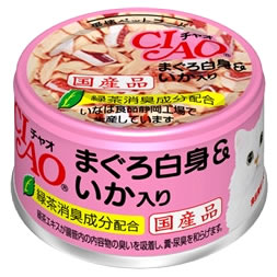 いなばペットフード　CIAO　チャオ　まぐろ白身&いか入り　A-03　(85g)　キャットフード　ウェット　国産