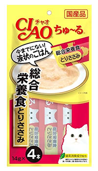 いなばペットフード　CIAO　チャオ　ちゅ〜る　総合栄養食　とりささみ　(14g×4本)　キャットフード