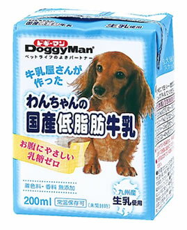 ドギーマン　わんちゃんの国産低脂肪牛乳　(200mL)　ドッグフード　犬用ミルク