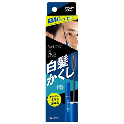リニューアルに伴いパッケージ・内容等予告なく変更する場合がございます。予めご了承ください。 名　称 サロンドプロ　白髪かくしカラー　ナチュラルブラック 内容量 15ml 特　徴 ◆簡単！サッと塗るだけで、気になる白髪をかくす ◆男の短い髪にしっかり塗れる、先端先細ブラシ ◆使うたびに徐々に白髪が染まる 通常2〜4回のご使用で、白髪が目立ちにくくなります。 ◆素早く乾いて、手や肌を汚しにくい ◆汗や水に強く、色が落ちにくい ◆酸化剤や脱色剤不使用で、髪や頭皮に負担が少ない ◆ごわつかず自然な仕上がり ◆髪にうれしいトリートメント成分配合 ◆男性用白髪染め各メーカー主要色の染毛色に対応しています。 区　分 白髪かくし、男性用白髪染め ご注意 ◆本品記載の使用法・使用上の注意をよくお読みの上ご使用下さい。 お問合せ 株式会社ダリヤ　名古屋市中区丸の内3-5-24ダリヤお客様相談室：0120-57-2152 広告文責 株式会社ツルハグループマーチャンダイジング カスタマーセンター　047-409-4023 JANコード： 4904651182305　