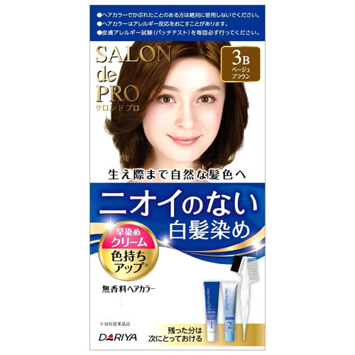 Rakuten - ダリヤ サロンドプロ 無香料ヘアカラー 早染めクリーム 白髪用 3B ベージュブラウン (1セット) 白髪染め　【医薬部外品】