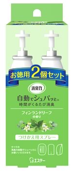 エステー 消臭力 自動でシュパッと フィンランドリーフの香り つけかえ用 (39mL×2個) 付け替え用 室内用 消臭 芳香剤