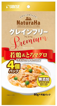 Rakuten - マルカン サンライズ ナチュラハ グレインフリー Premium 若鶏＆とろマグロ 緑黄色野菜入り・とろみ仕立て (80g×4個) ドッグフード