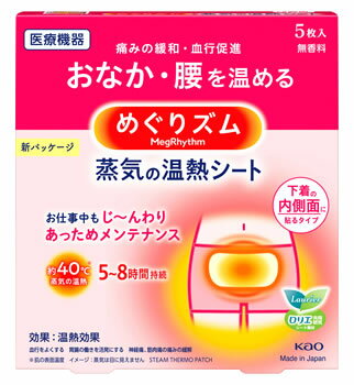 花王 めぐりズム 蒸気の温熱シート 下着の内側面に貼るタイプ (5枚) 温熱パッド　【一般医療機器】