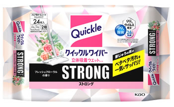 【特売】　花王 クイックルワイパー 立体吸着ウエットシート ストロング フレッシュフローラルの香り (24枚) 住宅用掃除シート