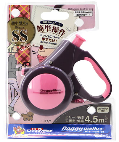 樂天商城 - ドギーマン ドギーウォーカー トラッドスタイル SS チョコ (1個) 超小型犬用 散歩用 伸縮式リード 引きひも